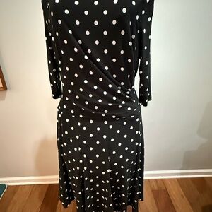 Ralph Lauren Black and White Polka Dot Long Sleeve Dress